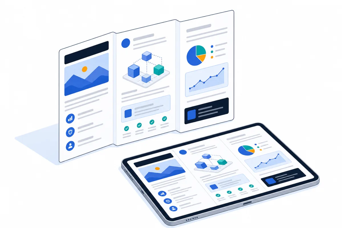 Brochure design, abstract technical illustration