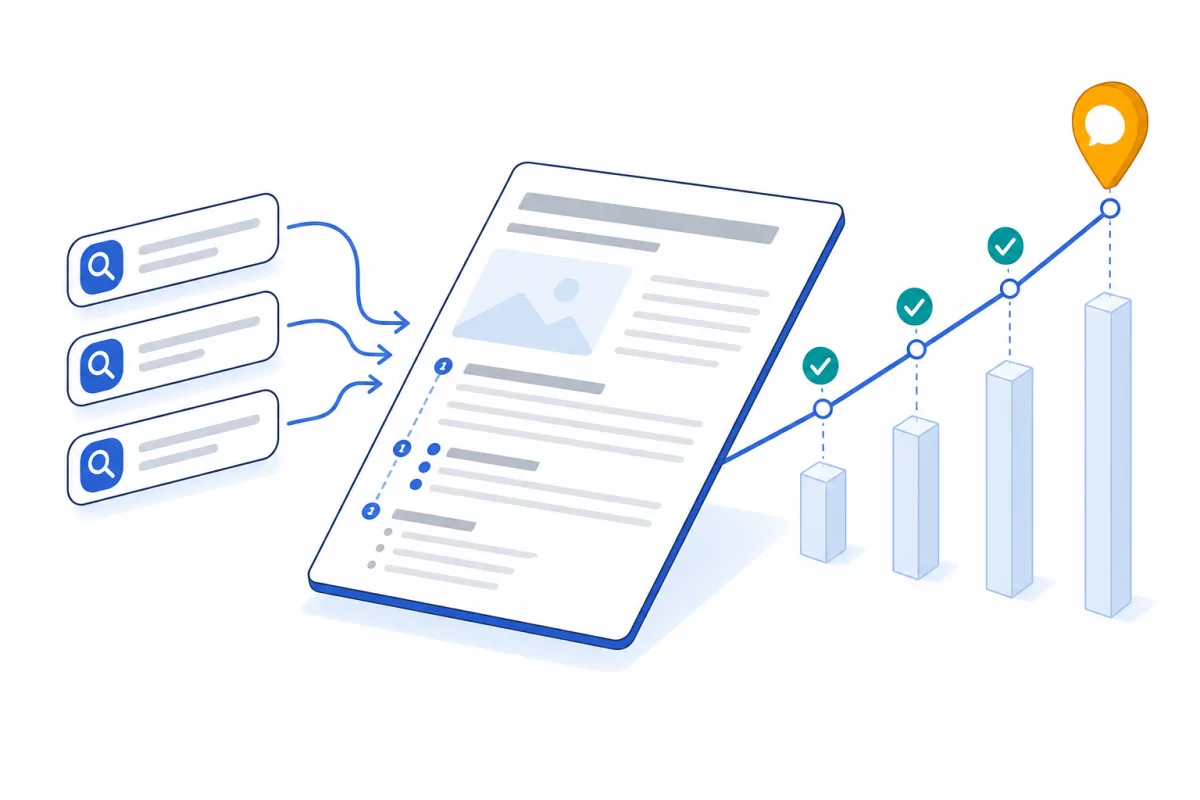Content & on-page SEO, abstract technical illustration