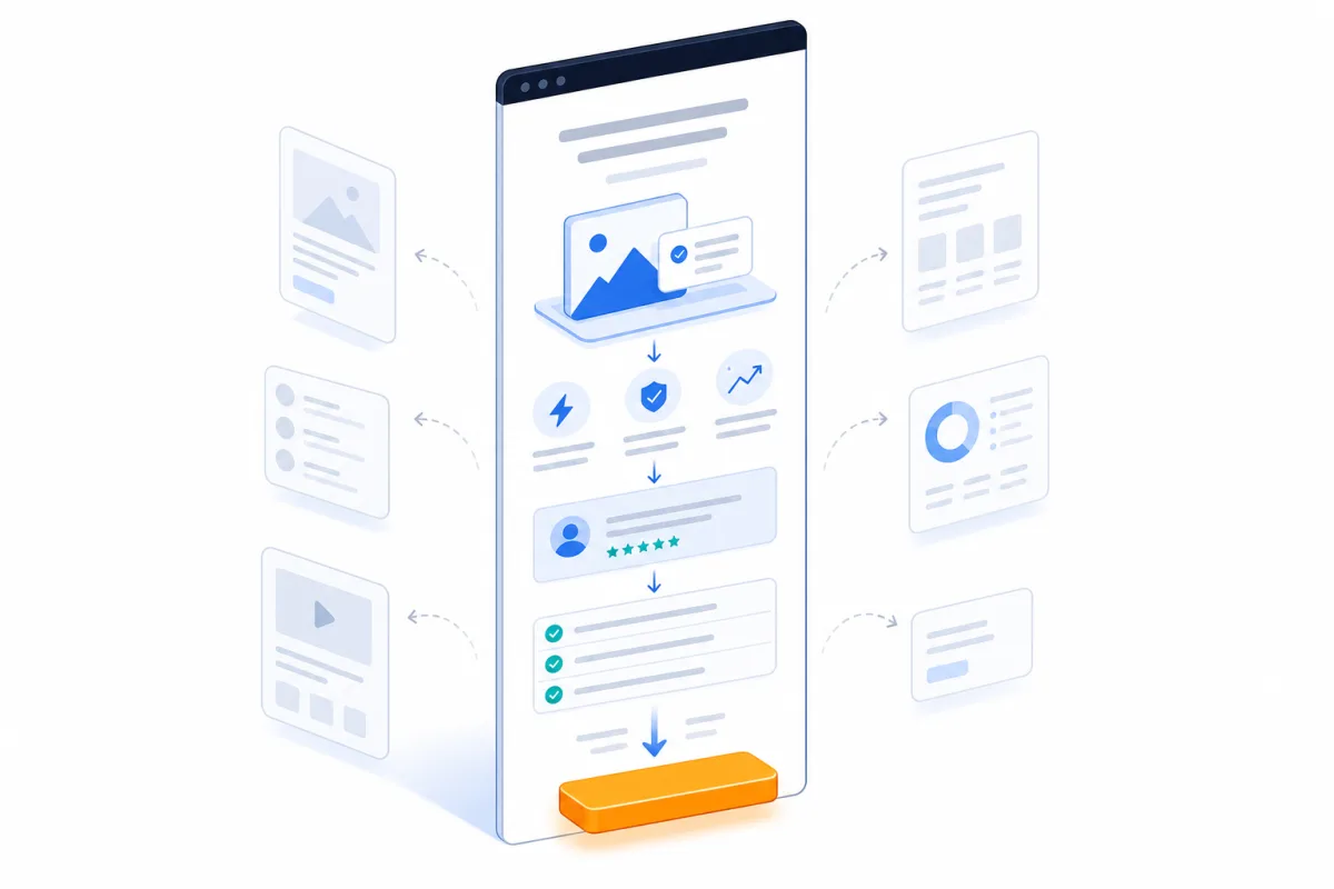 Landing page design, abstract technical illustration