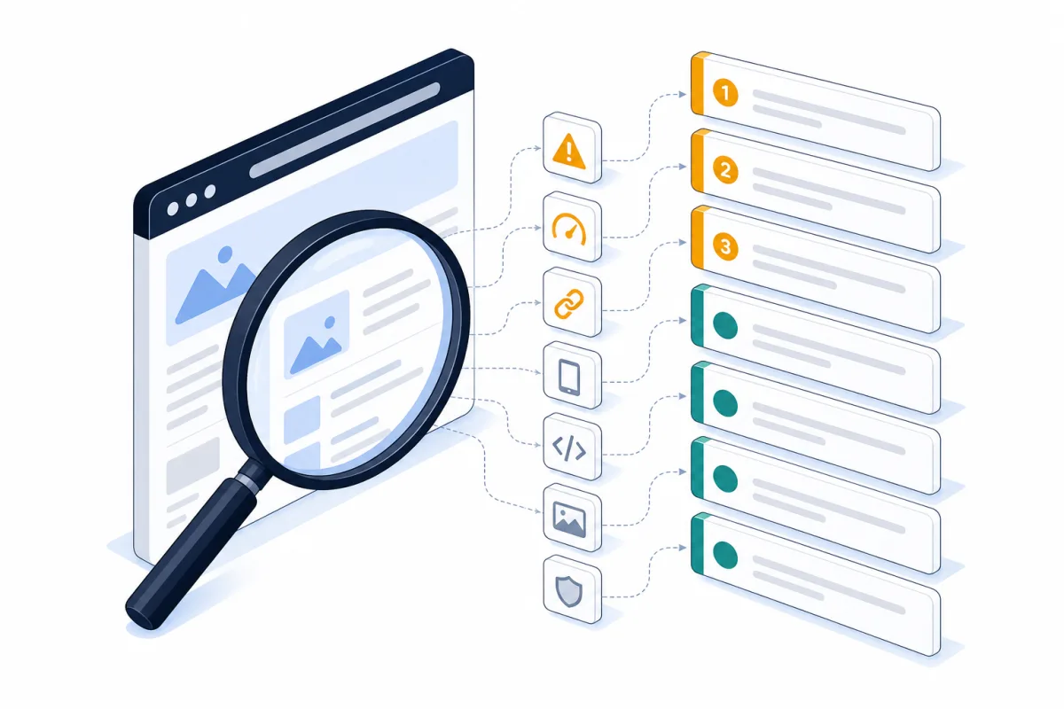 SEO audit, abstract technical illustration