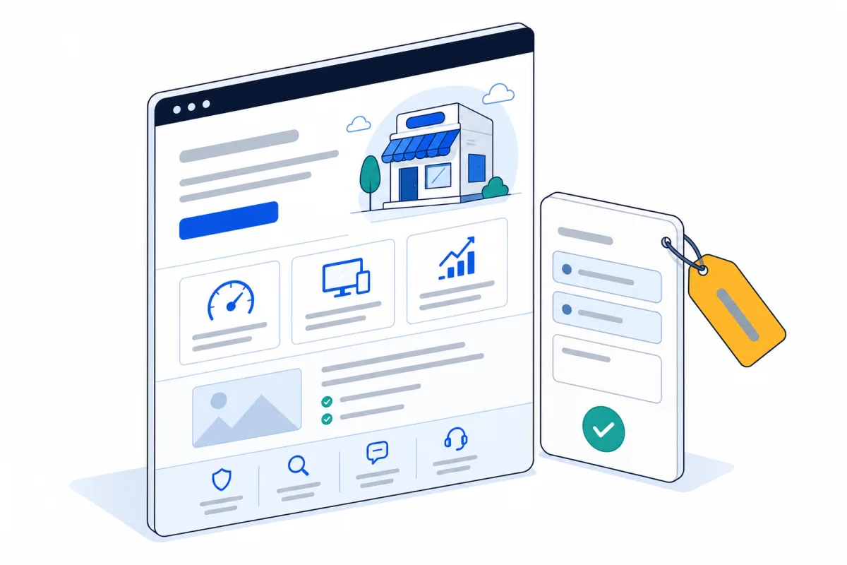 Small business website design, abstract technical illustration