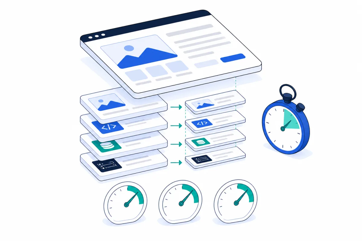 Website speed optimization, abstract technical illustration