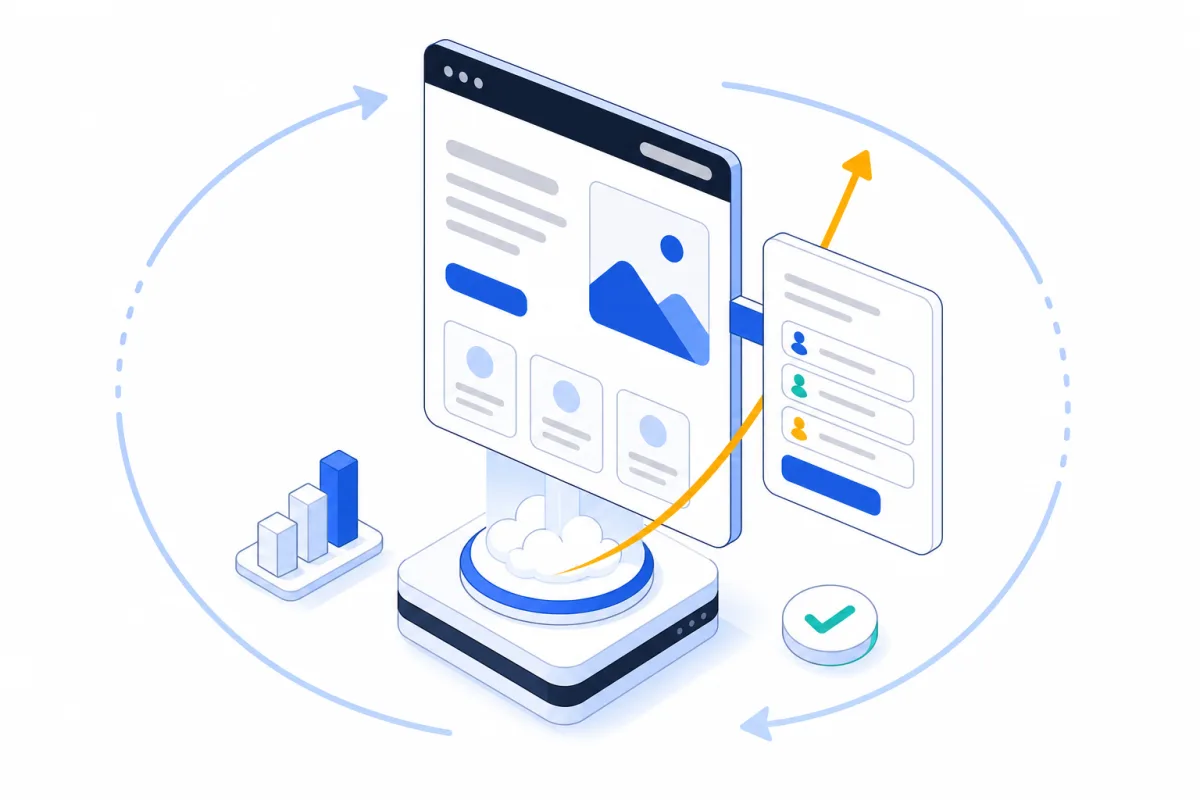 Startup website design, abstract technical illustration
