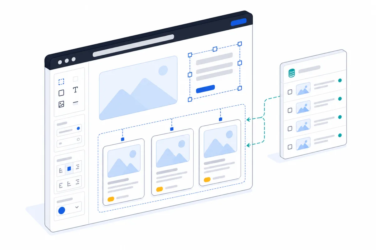 Webflow development, abstract technical illustration