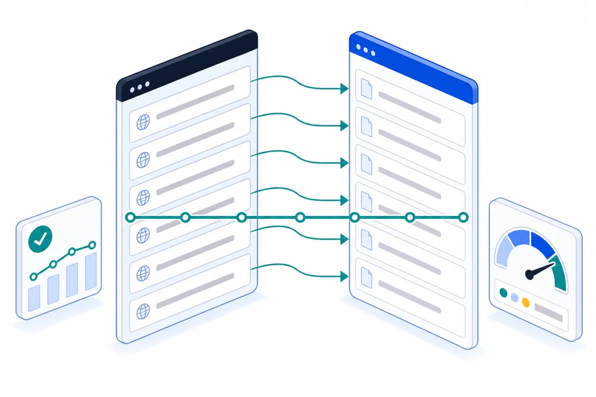 Website migration SEO, abstract technical illustration