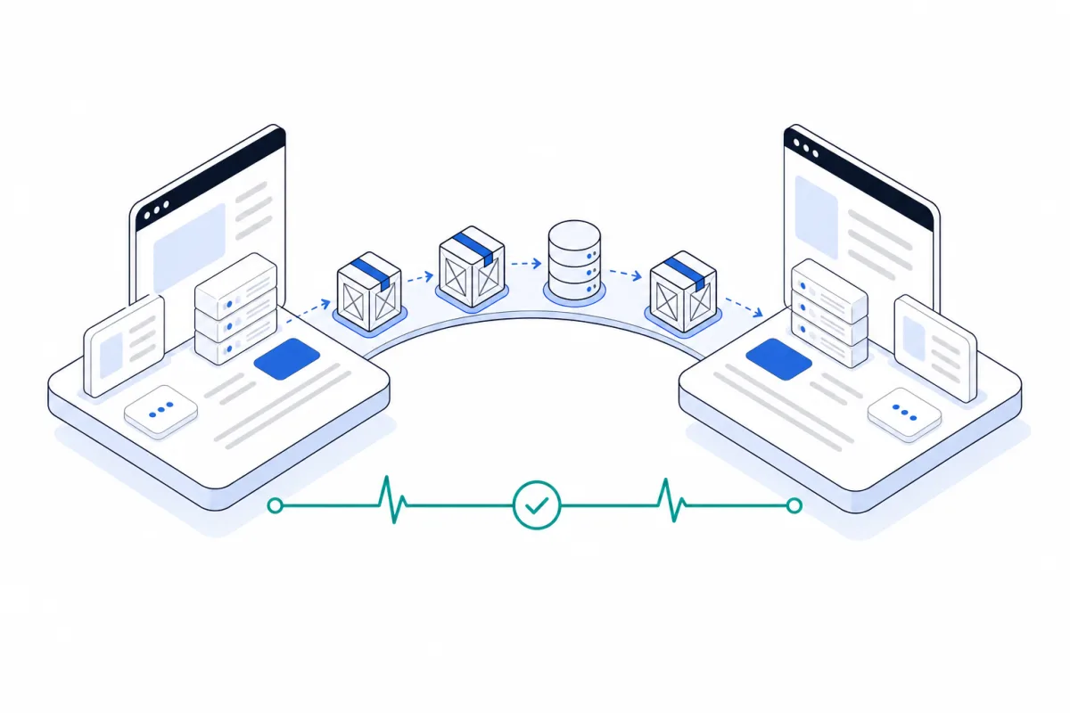 Website migration, abstract technical illustration