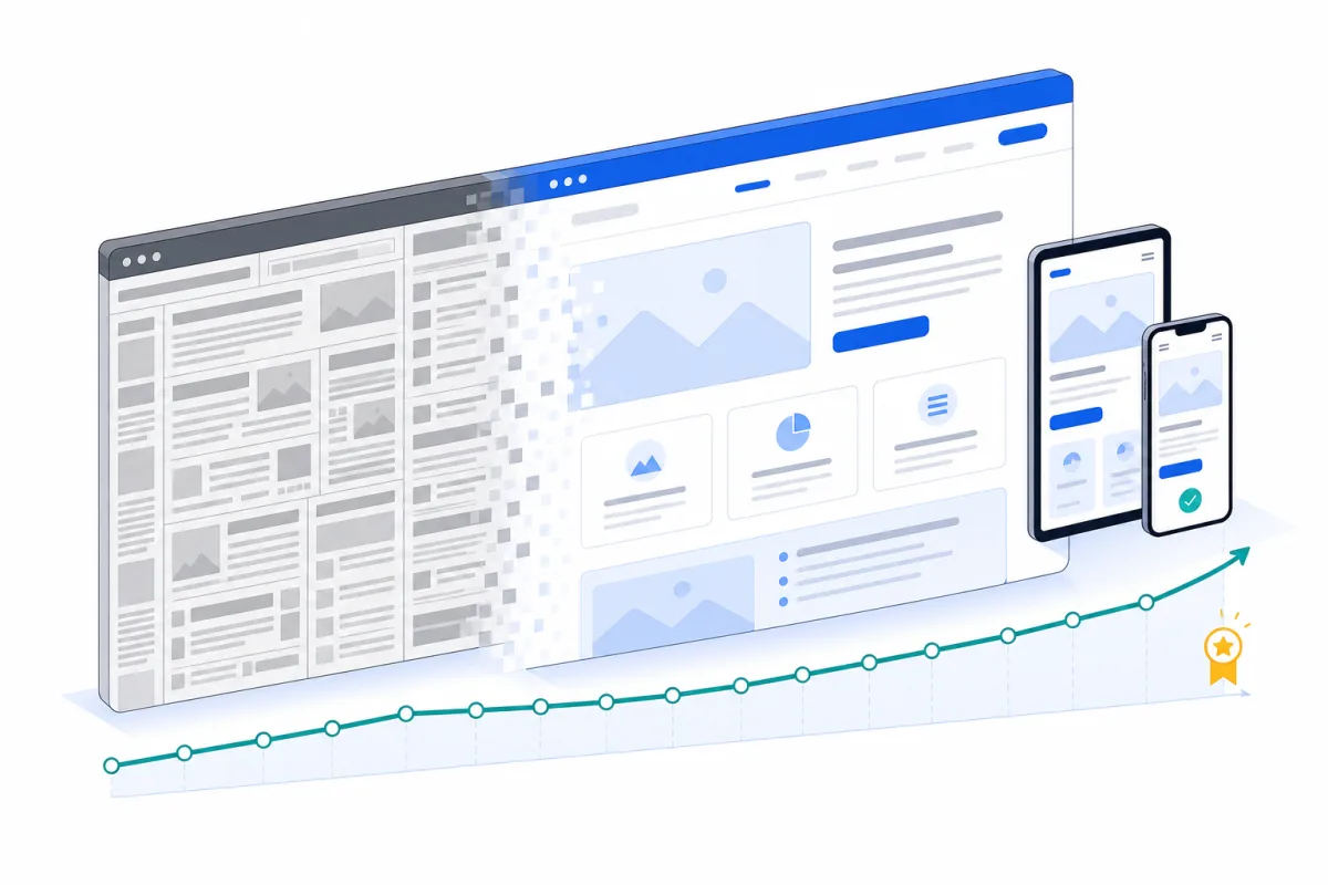 Website redesign, abstract technical illustration